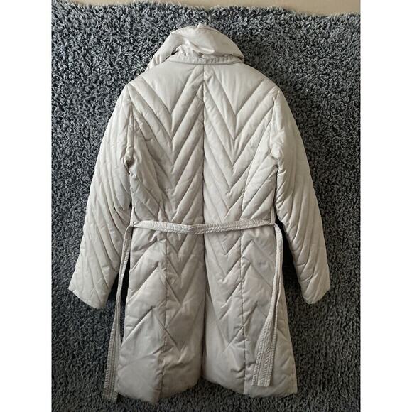Women’s Nine West Long White Hooded Down Filled Coat Size small - Picture 4 of 12